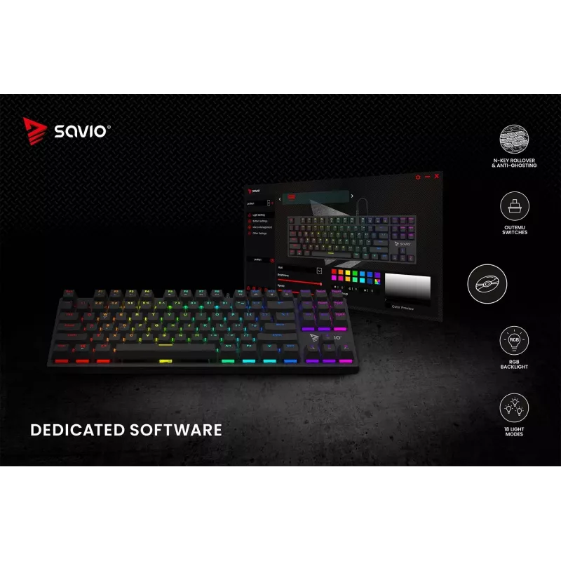 Mechanická klávesnica RGB Tempest X2 Outemu Red Savio Savgk-tempest X2 Red