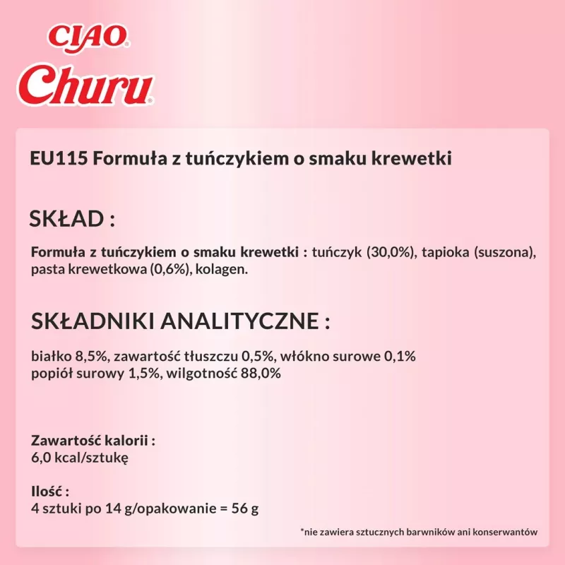 INABA Churu tuniak s príchuťou kreviet - mačacie maškrty - 4x14 g