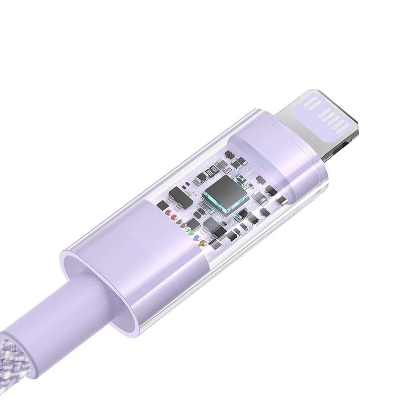 USB-C na Lightning rýchlonabíjací kábel Baseus Gem 1 m 20 W fialový, nylonový plášť, 7-pin Lightning