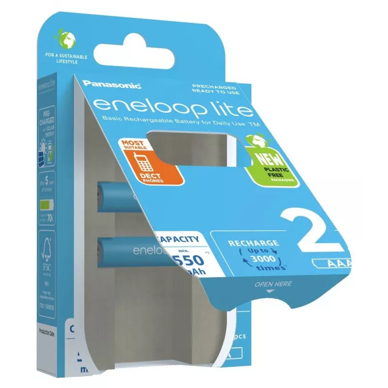 Nabíjateľné batérie PANASONIC ENELOOP LITE AAA 550 mAh 2 ks (BK-4LCCE/2CP)