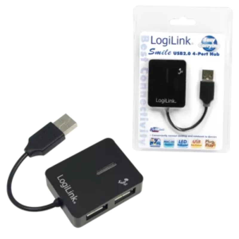 USB hub LOGILINK UA0139 – 4‑port USB 2.0, 480 Mbit/s, čierny