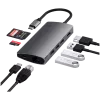 Satechi hliníkový adaptér V2 USB-C (USB-C, 3x USB-A, 4K HDMI, čítačka kariet micro/SD, Ethernet) (Starlight Grey)