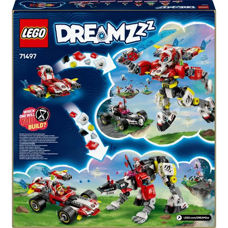 LEGO DREAMZZZ 71497 Cooperov tiger mech a Zerov Hot Rod Car