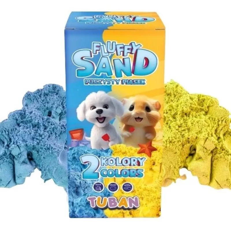Detská kreatívna sada TUBAN Tuban SET FLUFFY SAND – modrá a žltá, 2 × 70 g, vek 3+