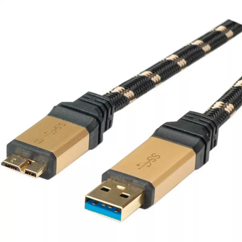 ROLINE Gold USB 3.0 kábel, USB A konektor samec - USB 3.0 Micro B konektor samec 2,0m (11.02.8879)