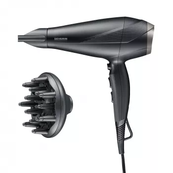 Fén SEVERIN HT0167 čierna/strieborná, 1600 W, kompaktný skladací dizajn