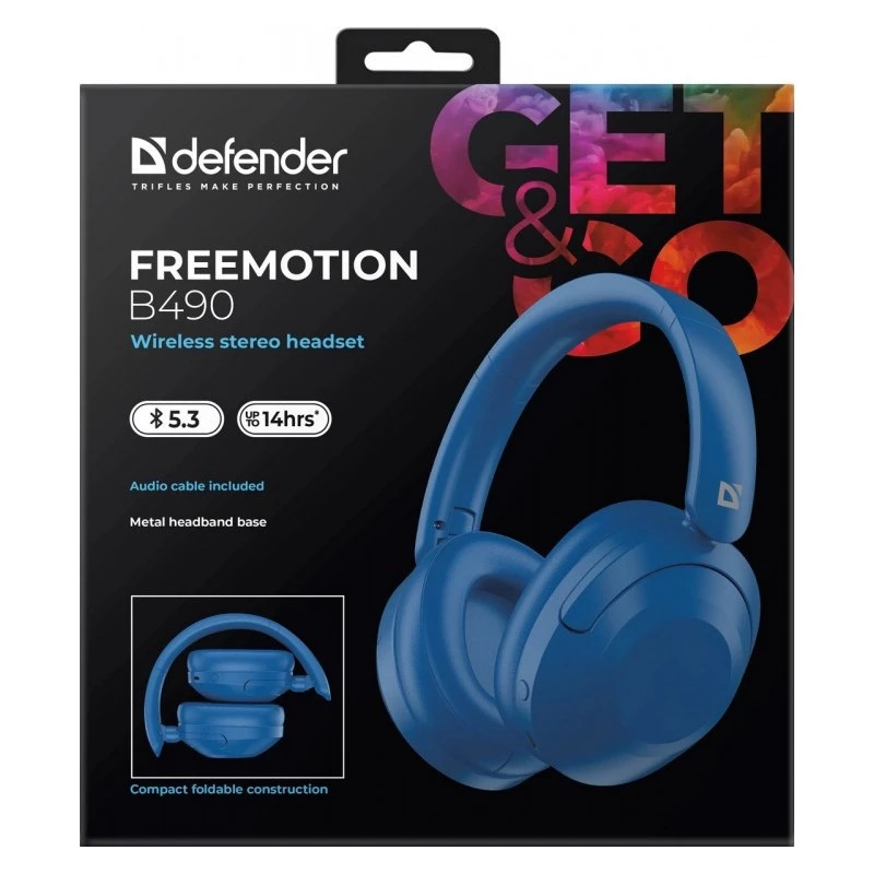 Bezdrôtové slúchadlá Defender Fre Emotion B490 — modré, On-Ear, Bluetooth, vstavaný mikrofón