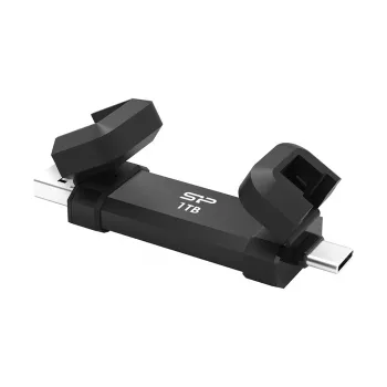 USB kľúč Silicon Power DS72 1 TB, USB 3.2 Gen 2 Type-A / Type-C, hliníkovo-gumové puzdro, čierna