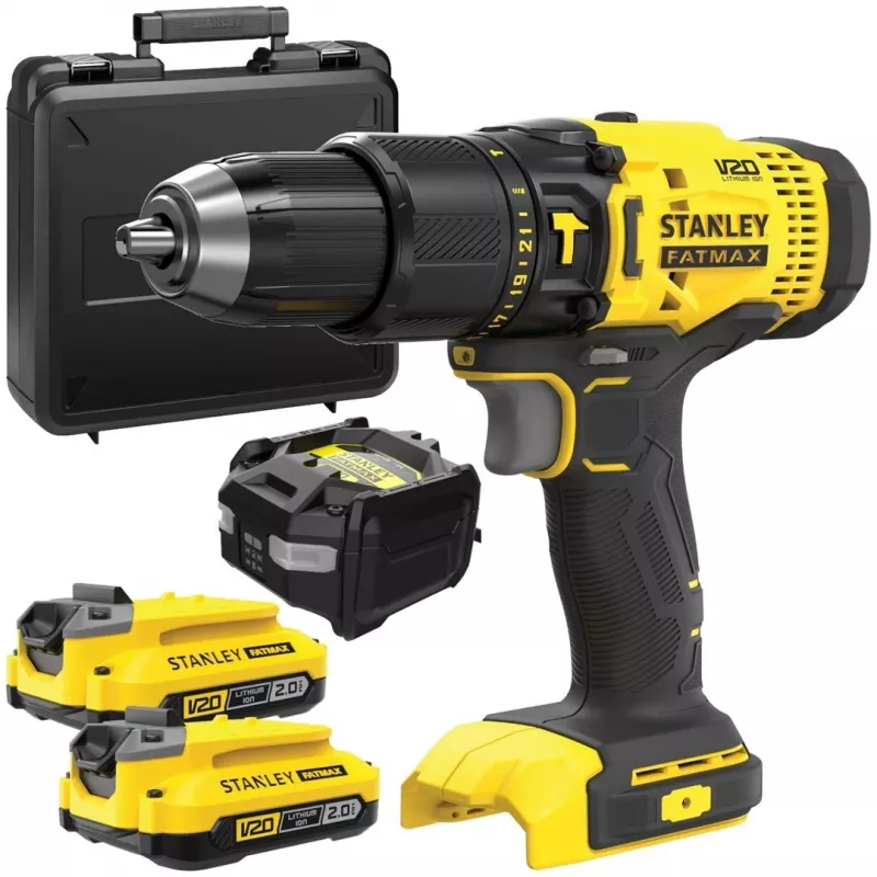 Akumulátorový vŕtací skrutkovač STANLEY SFMCD711D2K 18V Li-Ion 2x2Ah, 2-stupňový, 80 Nm, LED, kufrík