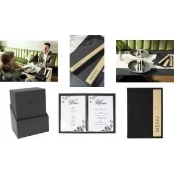 Menu obal sigel SM221 Bamboo DIN A5 s 2 dvojitými priehľadnými fóliami, 1 kus