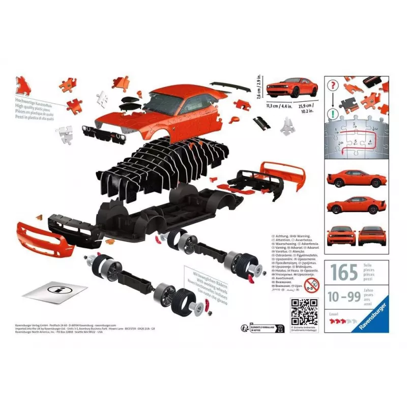 3D puzzle Ravensburger Dodge Challenger R/T Scat Pack Widebody 108 dielov