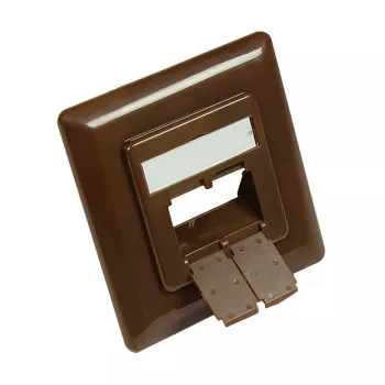 Stredový diel 50x50 mm vrátane krycieho rámu 80x80 mm pre sieťové zásuvky, orechová hnedá RAL8011, Good Connections (GC-N0056)