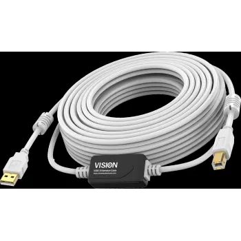 Vision biely USB 2.0 kábel 10m USB A na USB B 0,48 Gbit/s