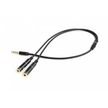 Audio adaptér Gembird CCA-417M 2×3,5mm konektor samec na 3,5mm konektor samica, 0,2 m, čierny