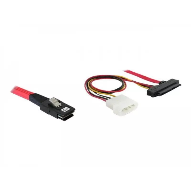 DeLOCK - Interný SAS kábel (Serial Attached SCSI) - 4-Lane - 36-pin 4i Mini MultiLane - Interné napájanie, 4-pin, Interné SAS, 29-pin (SFF-8482) - 50 cm (83059)