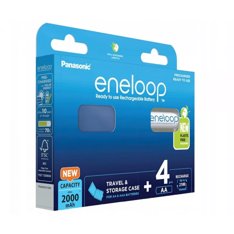 Akumulátory PANASONIC ENELOOP AA 2000 mAh 4 ks + puzdro (BK-3MCDE/4CP+CASE)