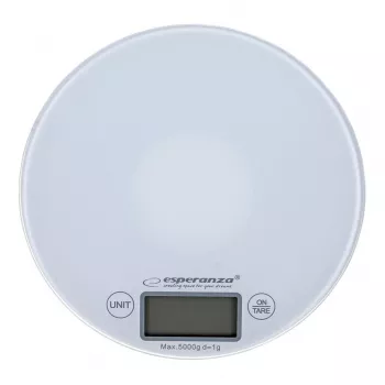 Elektronická kuchynská váha ESPERANZA EKS003W, kapacita 5 kg, presnosť 1 g, tvrdené sklo, dotykové ovládanie