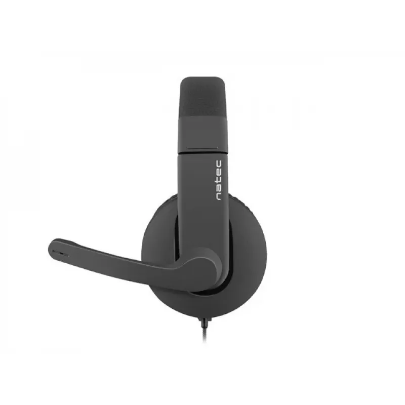 Drôtový binaurálny headset NATEC Rhea s mikrofónom na ramienku, 3,5 mm konektory, 2,2 m kábel, 32 Ω impedancia