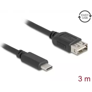 USB 2.0 kábel DELOCK 81538 — USB-C na USB-A, 3 m, čierna