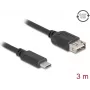 USB 2.0 kábel DELOCK 81538 — USB-C na USB-A, 3 m, čierny