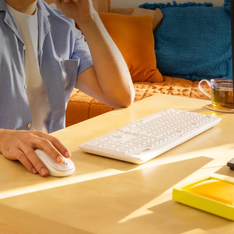 Logitech MK295 tichá súprava klávesnice a myši, biela, bezdrôtová cez USB prijímač, švajčiarske rozloženie, 920-009872