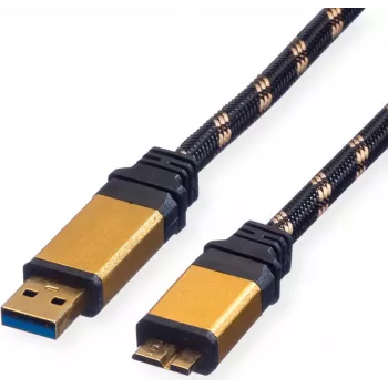 ROLINE zlatý USB 3.0 kábel, USB A - Micro B ST/ST 0,8m (11.02.8878)