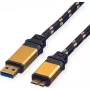ROLINE zlatý USB 3.0 kábel, USB A - Micro B ST/ST 0,8m (11.02.8878)