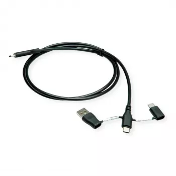 ROLINE USB 2.0 kábel Type-C ST/ST s dátovými blokovacími adaptérmi A a C - kábel - digitálny/dátový