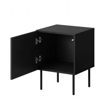 Sada nočných stolíkov 2 ks cama meble PALAZZO 44,5×40×59 cm čierna a dub craft — 1 dvere, matný laminát, kovové nohy