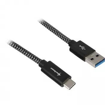 USB 3.2 Gen 2 kábel, USB-A konektor samec > USB-C konektor samec (čierna/sivá, 0,5 metra, opláštený)