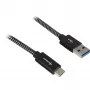 USB 3.2 Gen 2 kábel, USB-A konektor samec > USB-C konektor samec (čierna/sivá, 0,5 metra, opláštený)