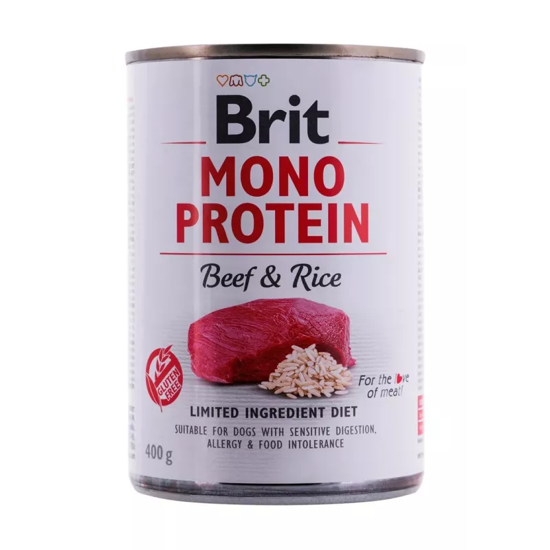 BRIT Mono Protein Beef & Rice - mokré krmivo pre psy - 400g