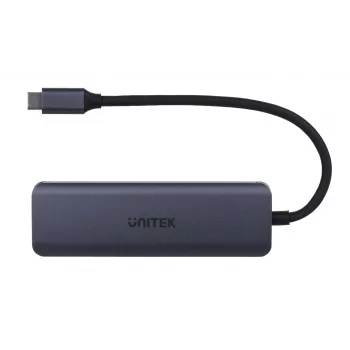UNITEK uHUB Q4 USB hub Type-C 5000 Mbit/s sivý