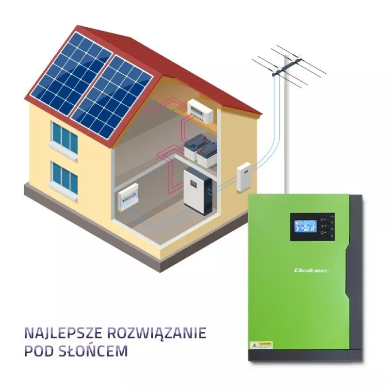 Off-grid menič Qoltec 53887 solárny menič 10 kVA Lithium Polymer čierna