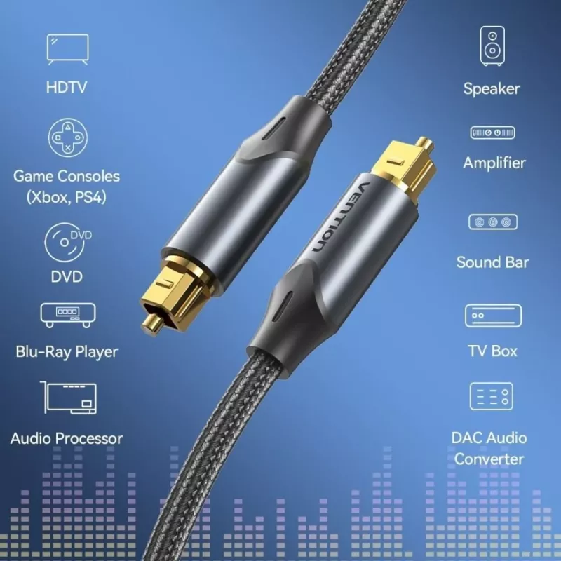 Vention optický audio kábel, pletený, 5 m
