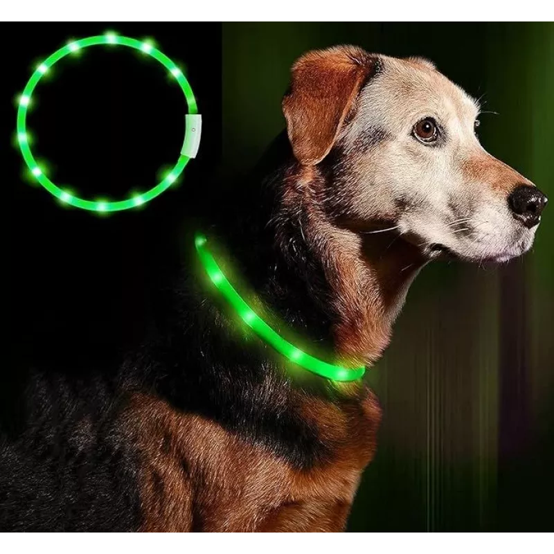 LED obojok Anicoll zelený pre psy a mačky model nabíjateľné osvetlenie