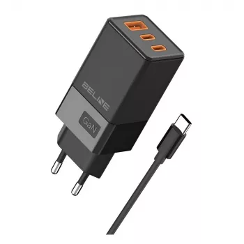 Beline sieťový adaptér 2x USB-C 1x USB 65W kábel USB-C čierna/čierna PD 3.0