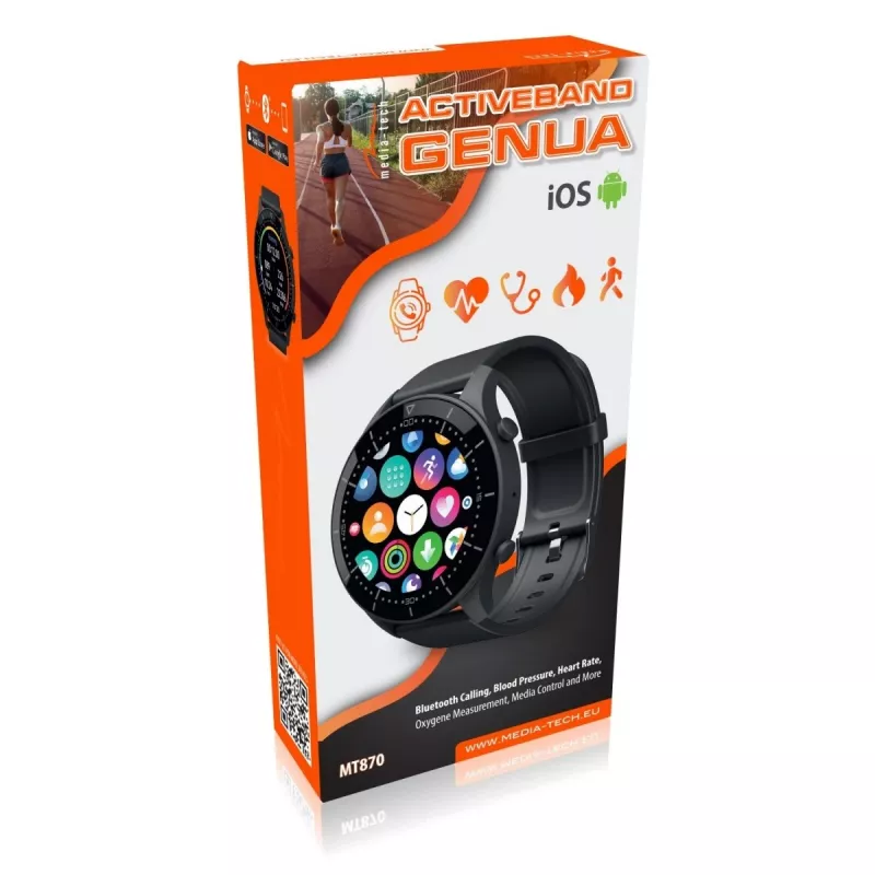 Smartwatch MEDIA-TECH MT870 — 1,3 palca (3,3 cm) IPS dotykový displej, 51 mm puzdro, Bluetooth, čierna