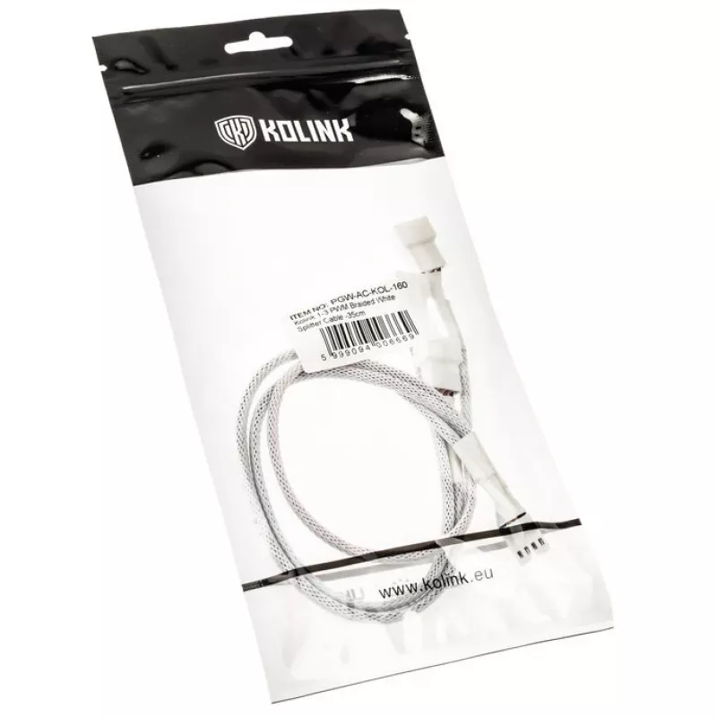 Kolink PGW-AC-KOL-160 rozdeľovací kábel PWM pre ventilátory 1 na 3, 35 cm, opletený, biely