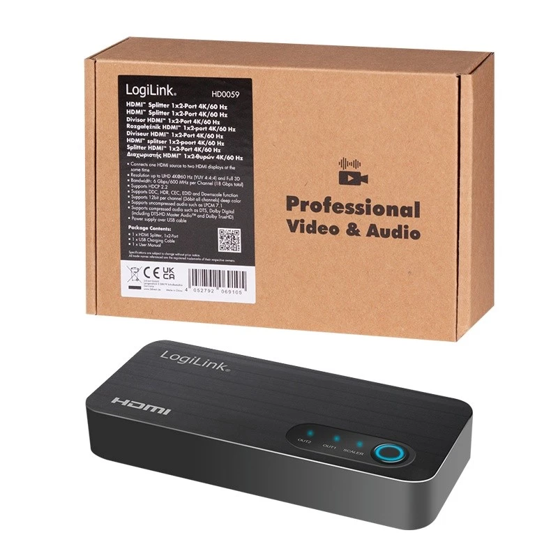 HDMI splitter 1x2, 4k/60Hz