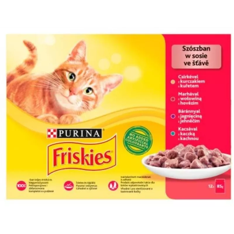 Friskies Mix mäso - mokré krmivo pre mačky - 12 x 85 g