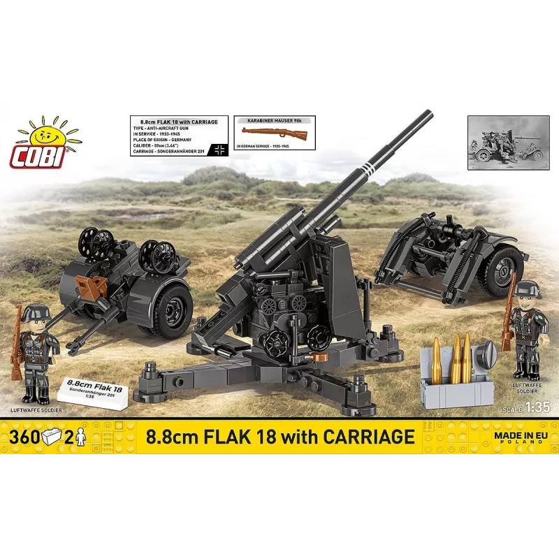Stavebnica Cobi 8,8-cm Flak s prívesom – 360 dielov