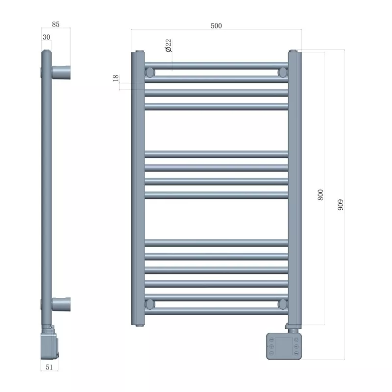 Elektrický kúpeľňový radiátor Adler AD 7824 600 W, biela, IP24, na stenu, 500×900 mm