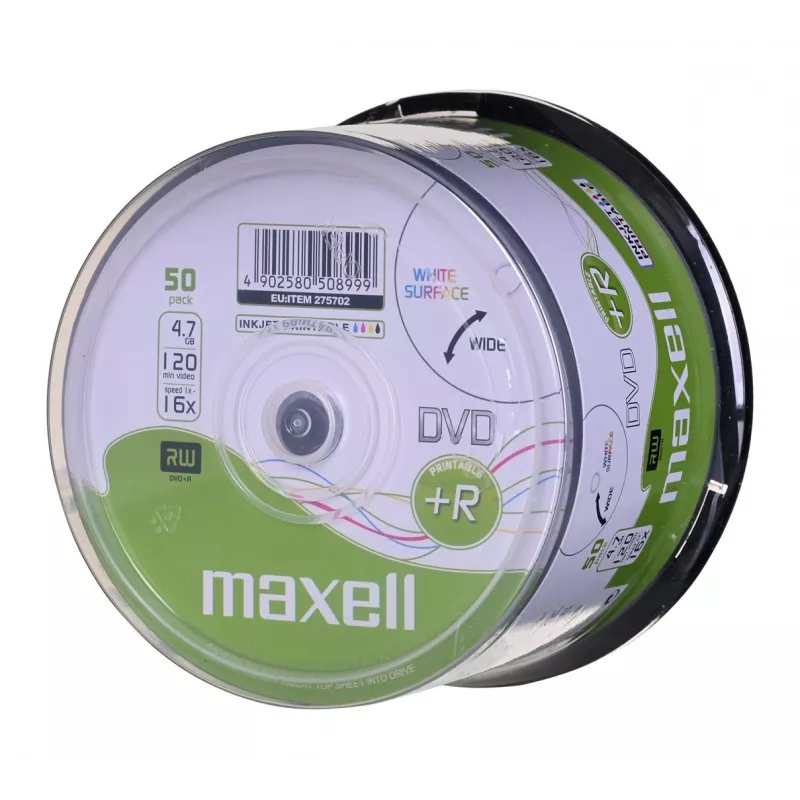 MAXELL DVD+R 4,7 GB 16x balenie 50 ks potlačiteľné cakebox