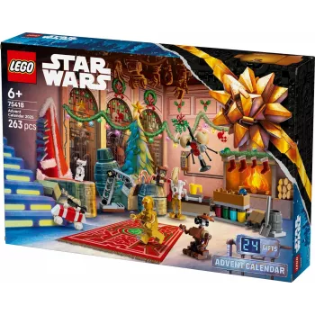 LEGO Star Wars adventný kalendár 2025 — sada 75418, sezónne zostaviteľné minifigúrky a modely