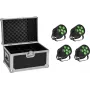 Sada LED PAR svetiel EUROLITE Silent 6 QCL Floor – 4× reflektor s flightcase