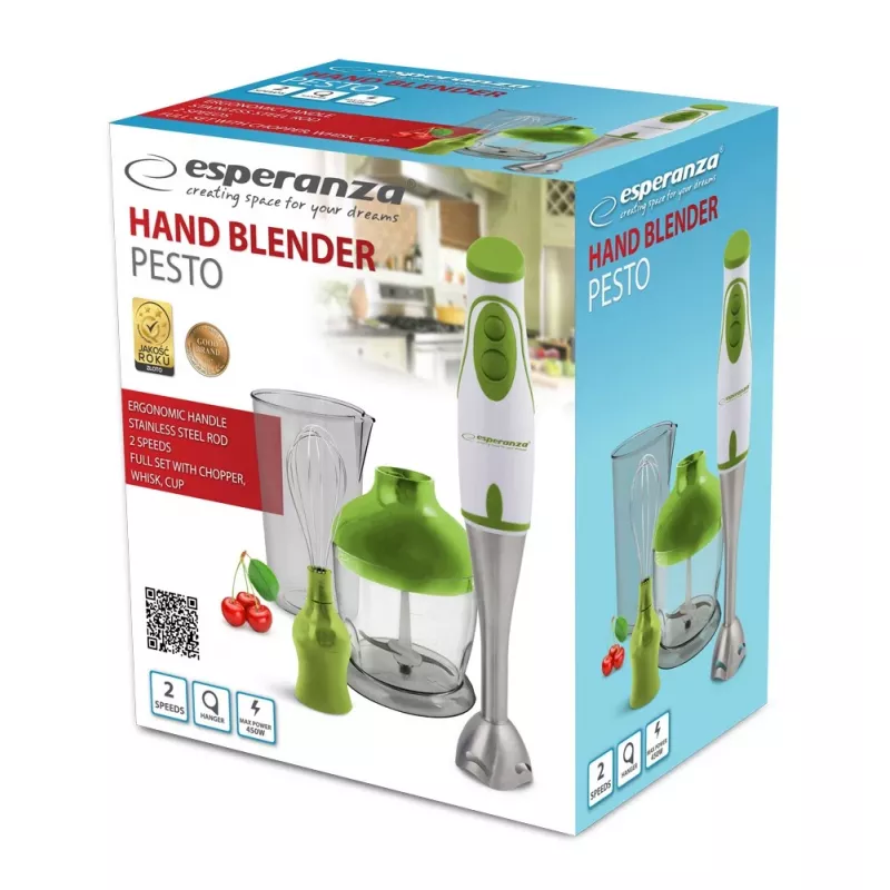 Esperanza EKM003G tyčový mixér 0,75 L zelená, biela 450 W