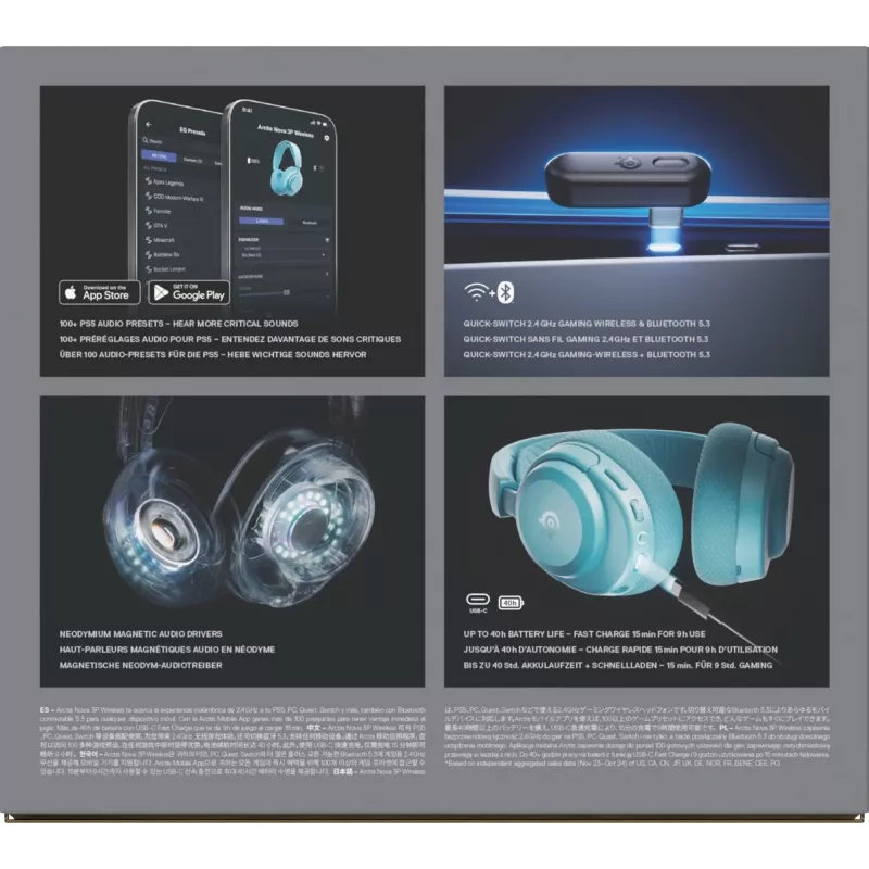 Steelseries Arctis Nova 3P bezdrôtový PS Aqua