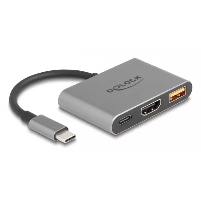 DeLOCK 61071 video kábel adaptér 0,1 m USB Type-C USB Type-C USB Type-A HDMI sivý