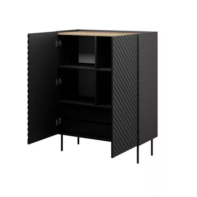 Regál cama meble ONDA 2D2SZ knižnica 98×45×127 cm čierna